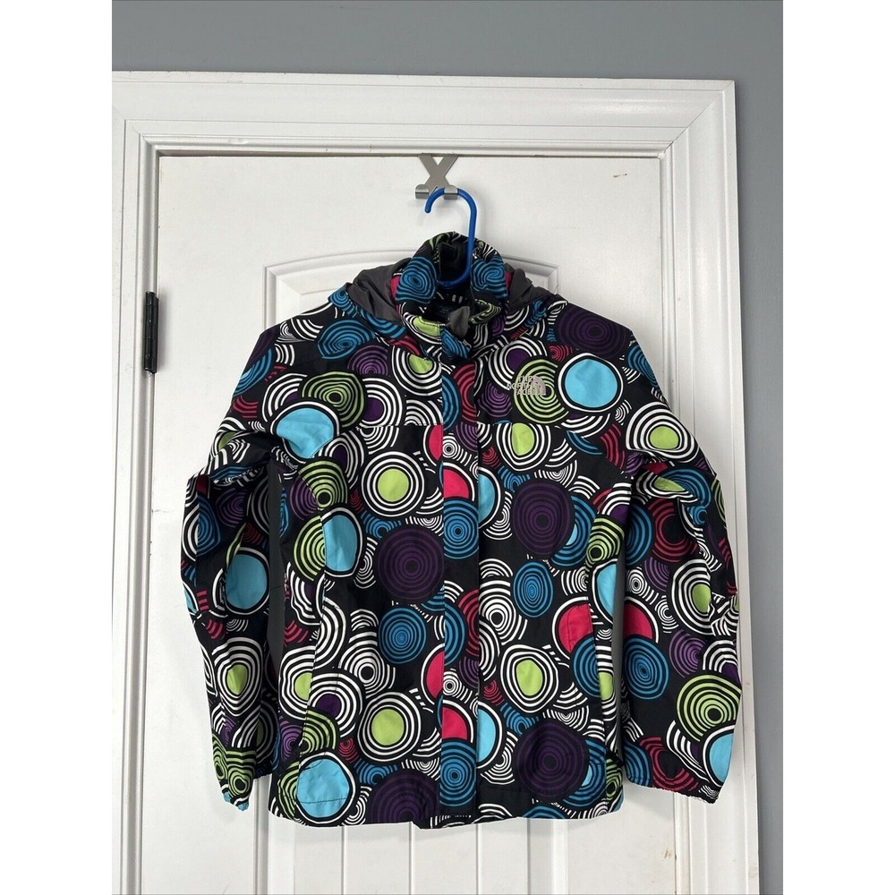 The North Face Spiral Lightweight Rain Jacket Hood Youth Girls M 10/12 Full Zip